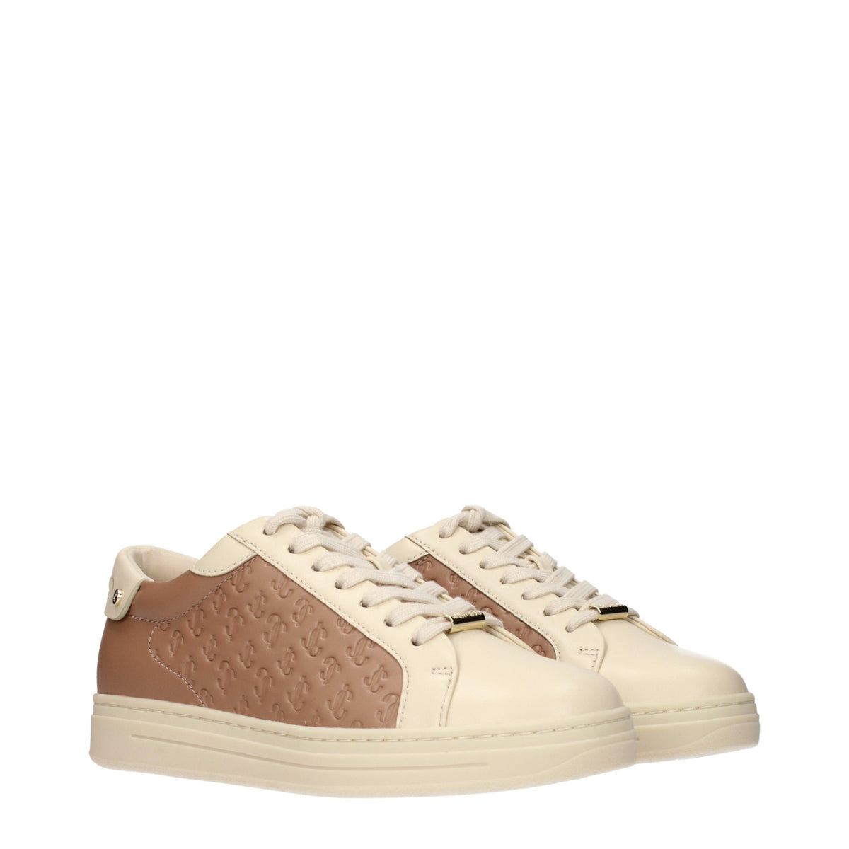 Jimmy Choo Beige Leder-Sneaker mit niedrigem Schaft