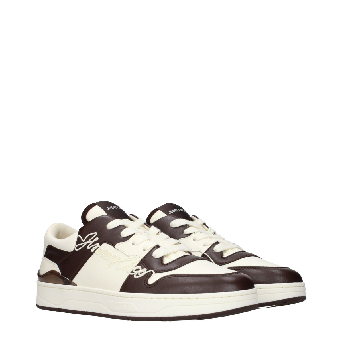Jimmy Choo Beige Leder-Sneaker mit niedrigem Schaft