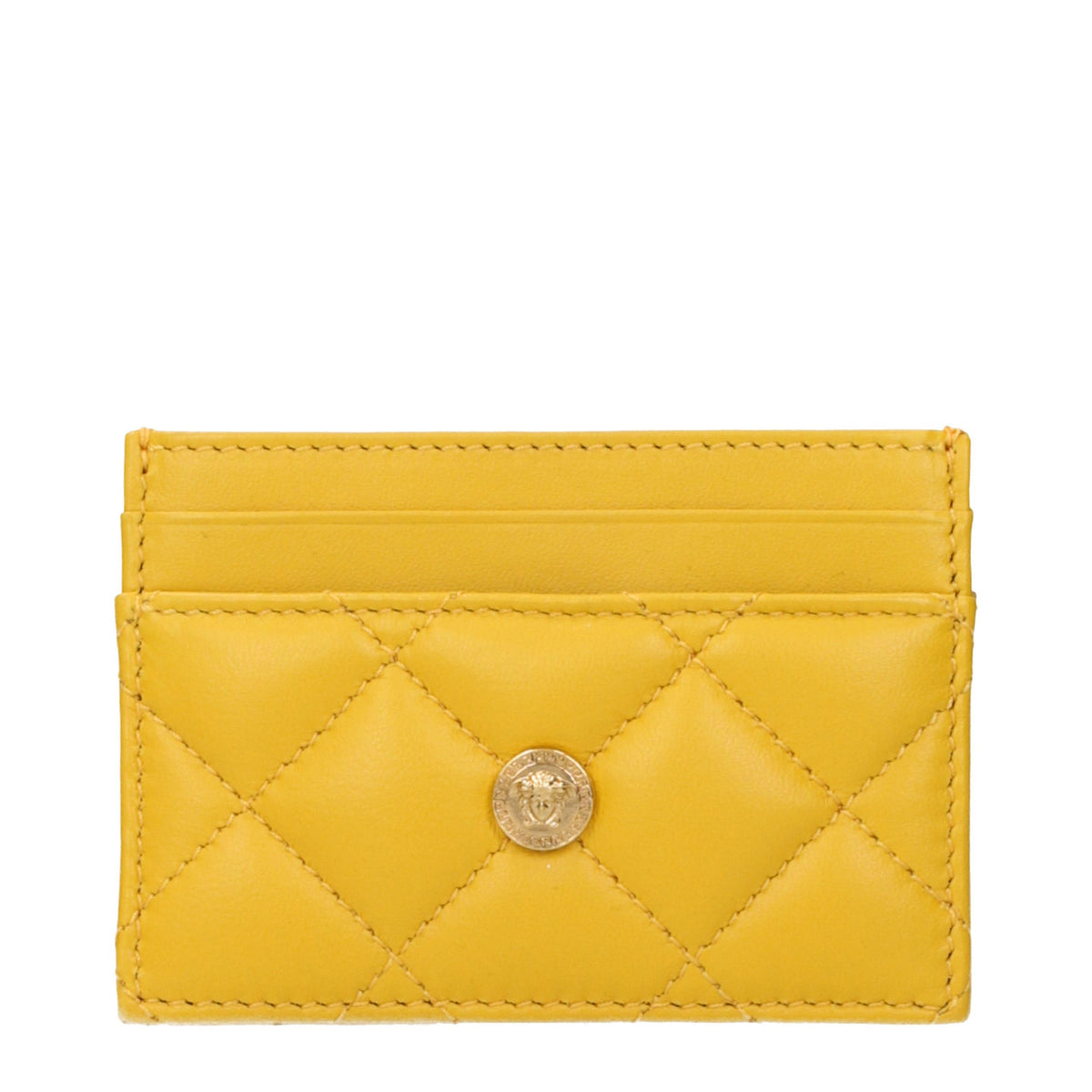 Versace Kartenetui aus gelbem Leder