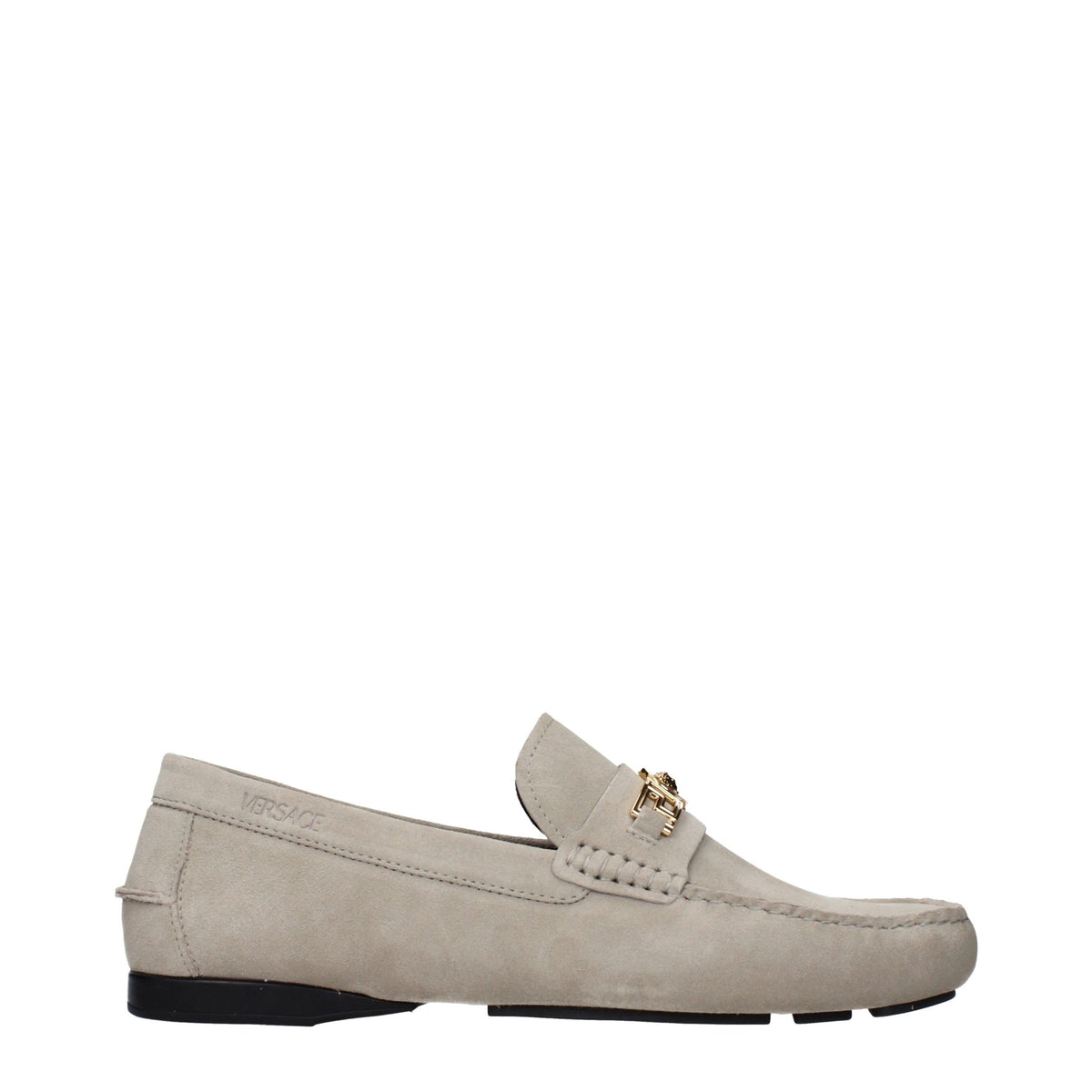 Versace Slipper aus grauem Leder