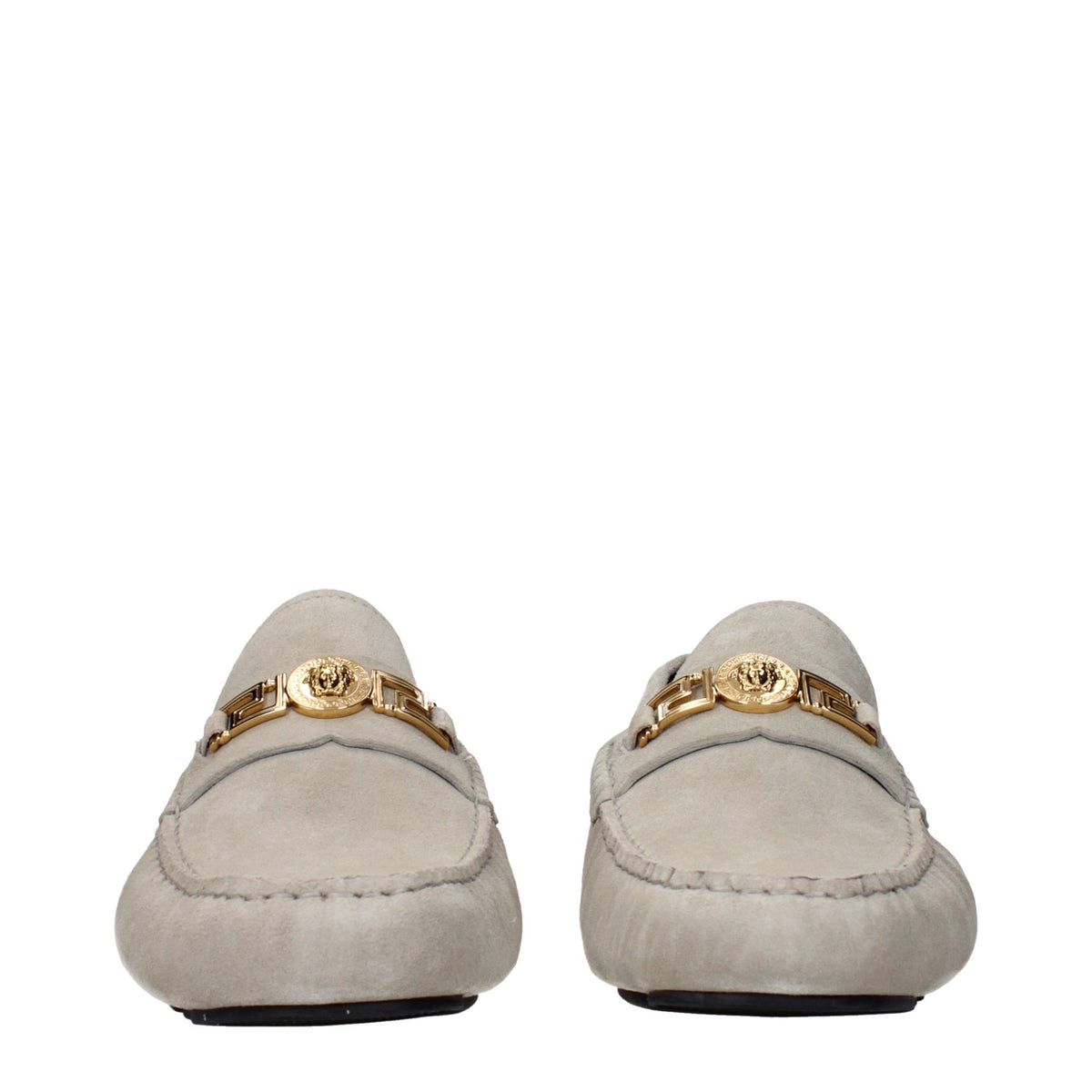 Versace Slipper aus grauem Leder