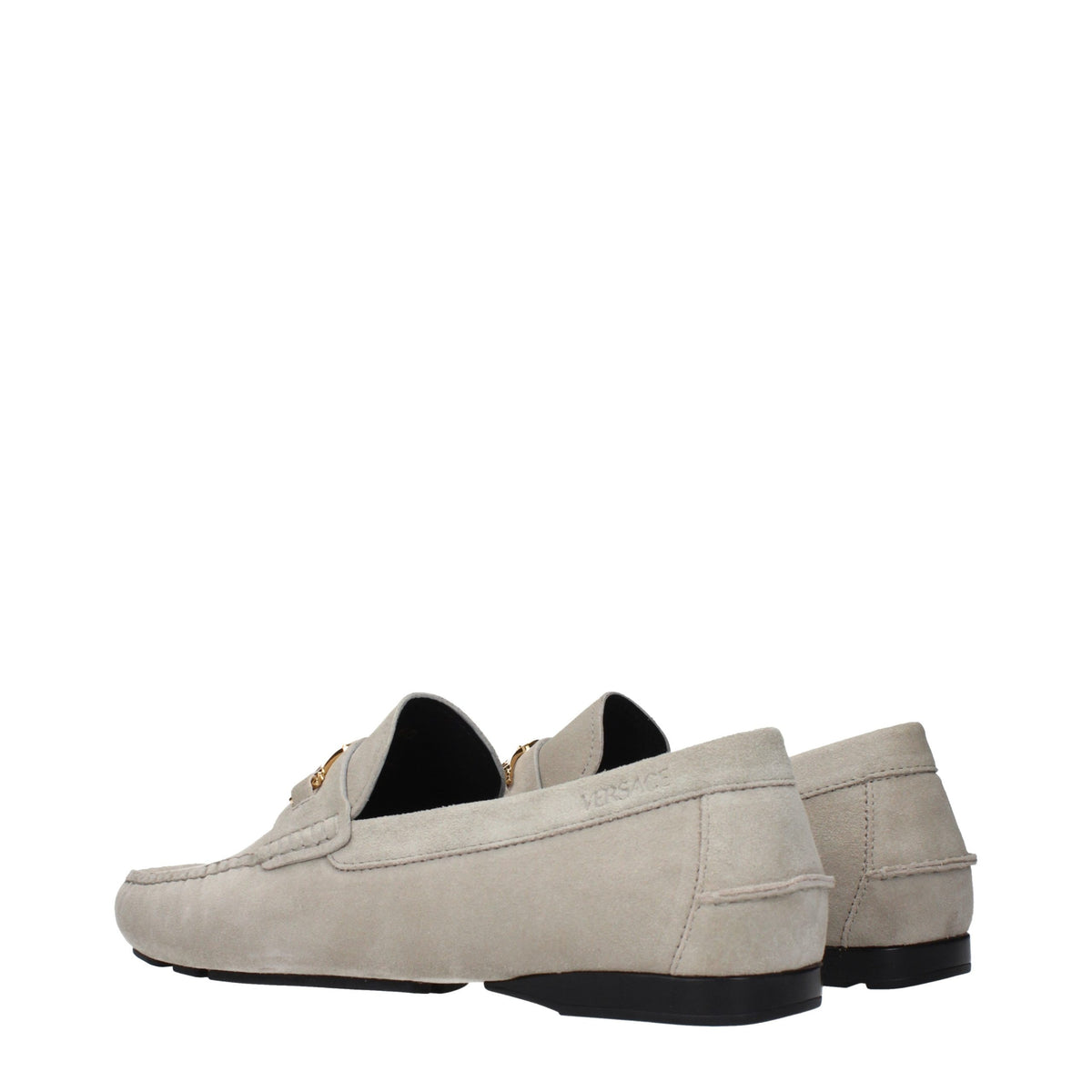 Versace Slipper aus grauem Leder