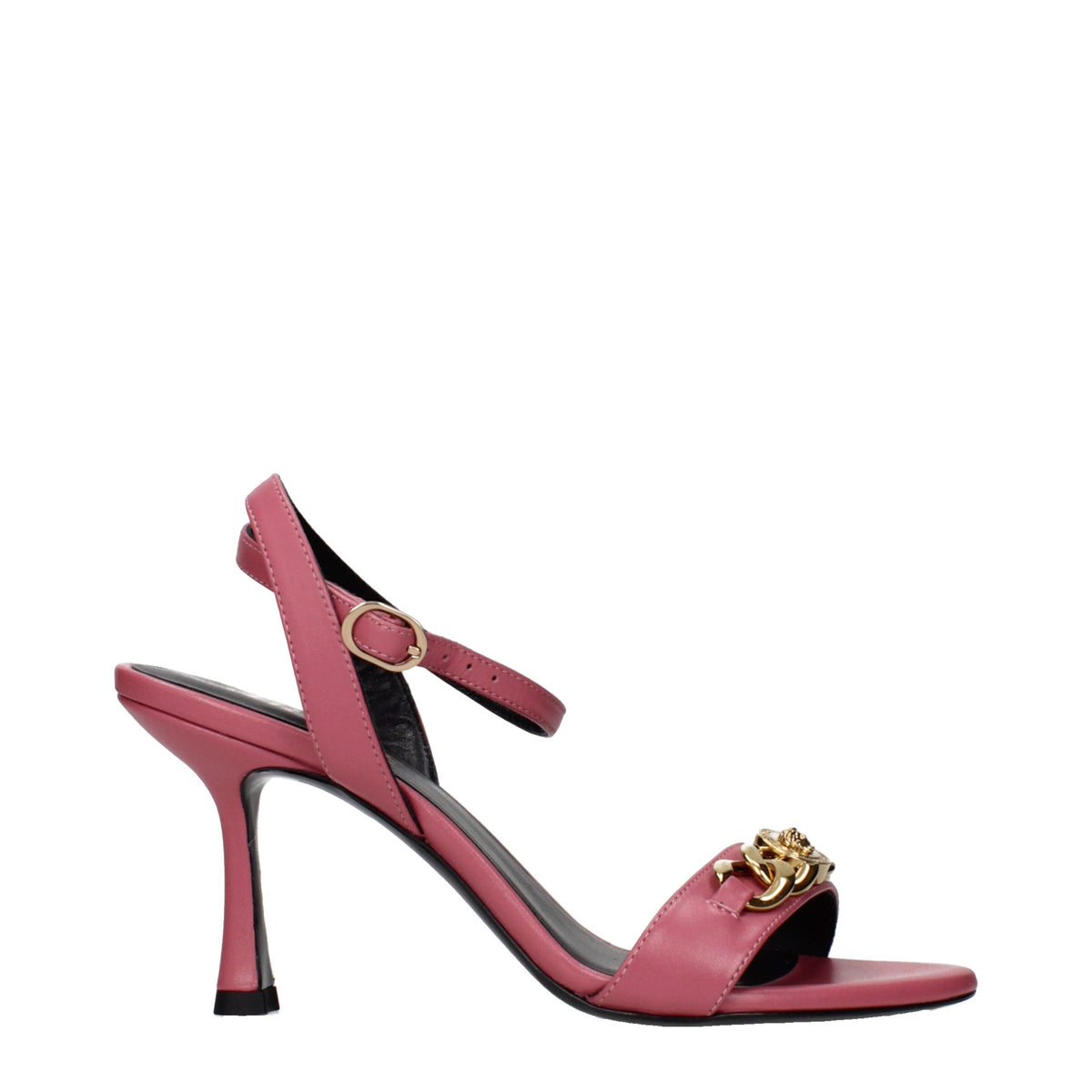 Versace Stiletto-Sandaletten aus rosafarbenem Leder
