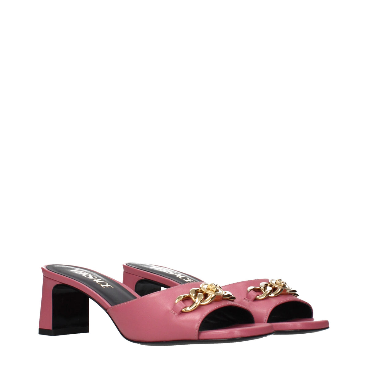 Versace flache Sandalen aus rosafarbenem Leder