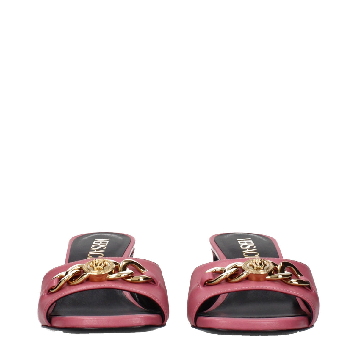 Versace flache Sandalen aus rosafarbenem Leder