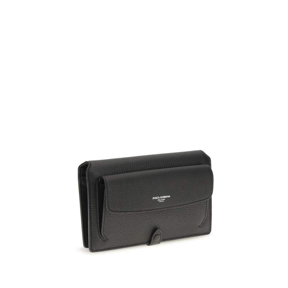 Dolce & Gabbana Schwarze Schultertasche aus Kalbsleder Bos Taurus