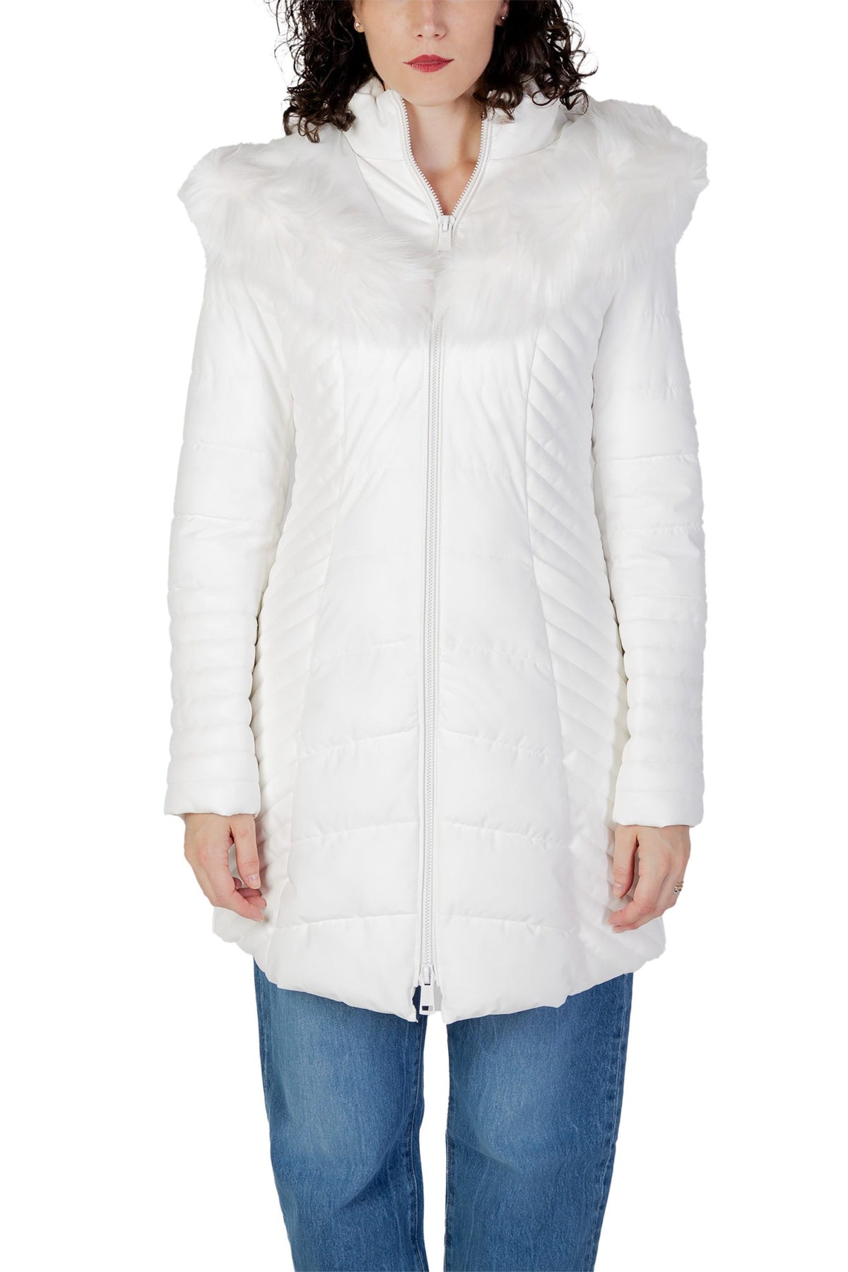 Guess White Polyester Coat