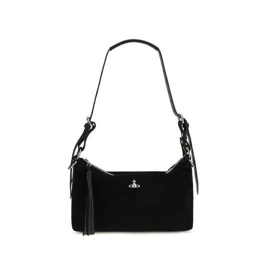 Vivienne Westwood Black Suede Leather Shoulder Bag