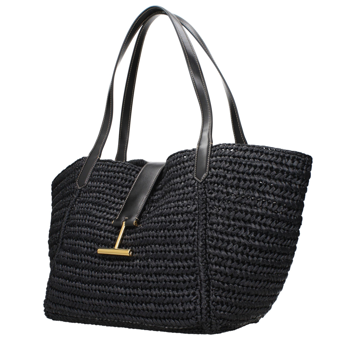 Tom Ford Black Raffia Shoulder Bag