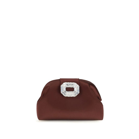 Amina Muaddi Bordeaux Satin Shoulder Bag