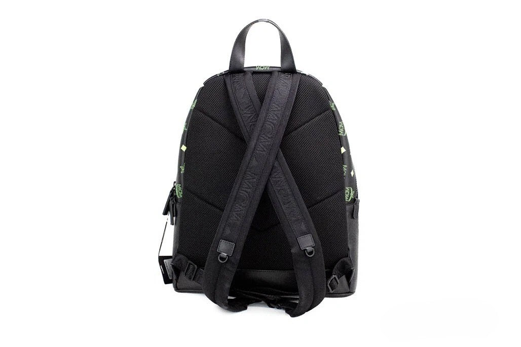 MCM Color Splash Visetos Green Purple Medium Mixed Leather Backpack Bookbag
