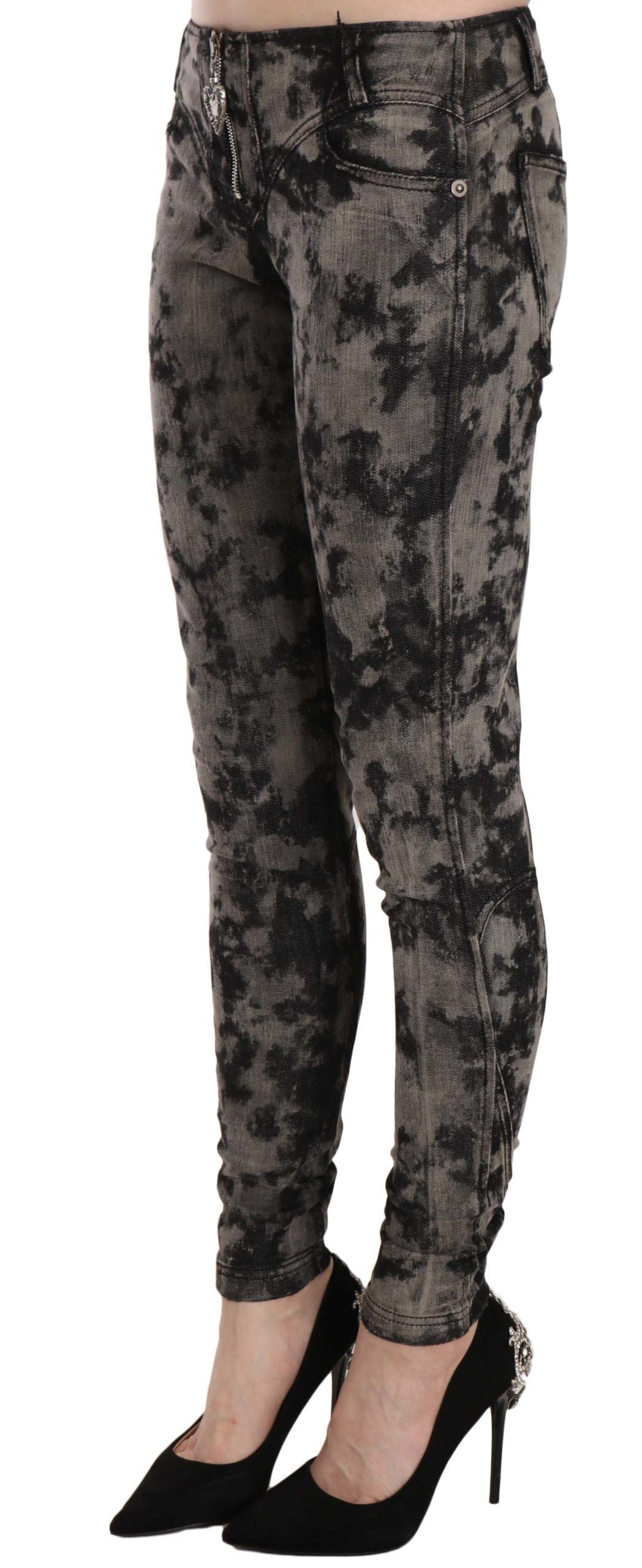 Just Cavalli – Schwarze, graue, verblasste Skinny-Jeans mit niedriger Taille