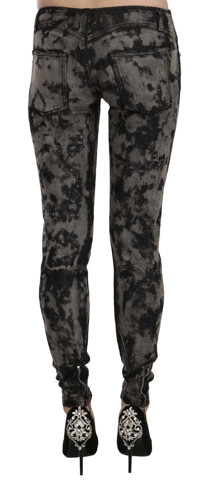 Just Cavalli – Schwarze, graue, verblasste Skinny-Jeans mit niedriger Taille