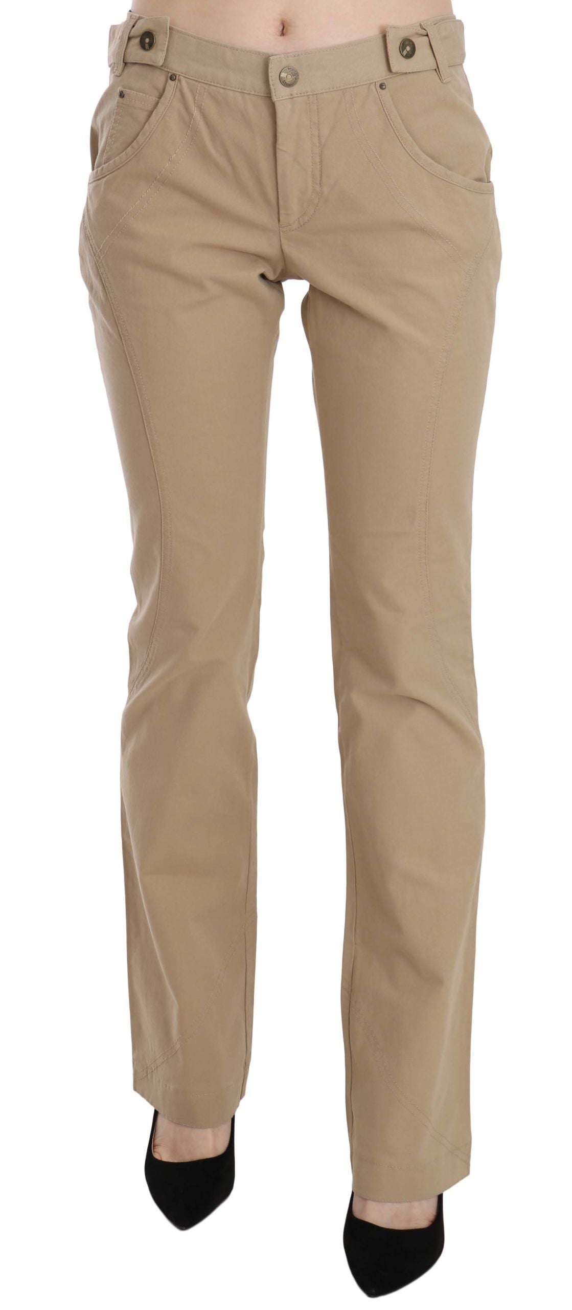 Just Cavalli Beige Baumwolle Gerade Hose Mittlere Taille