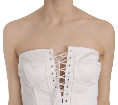 Dolce &amp; Gabbana Weißes PALERMO-Bustier-Top-Korsett aus Baumwolle