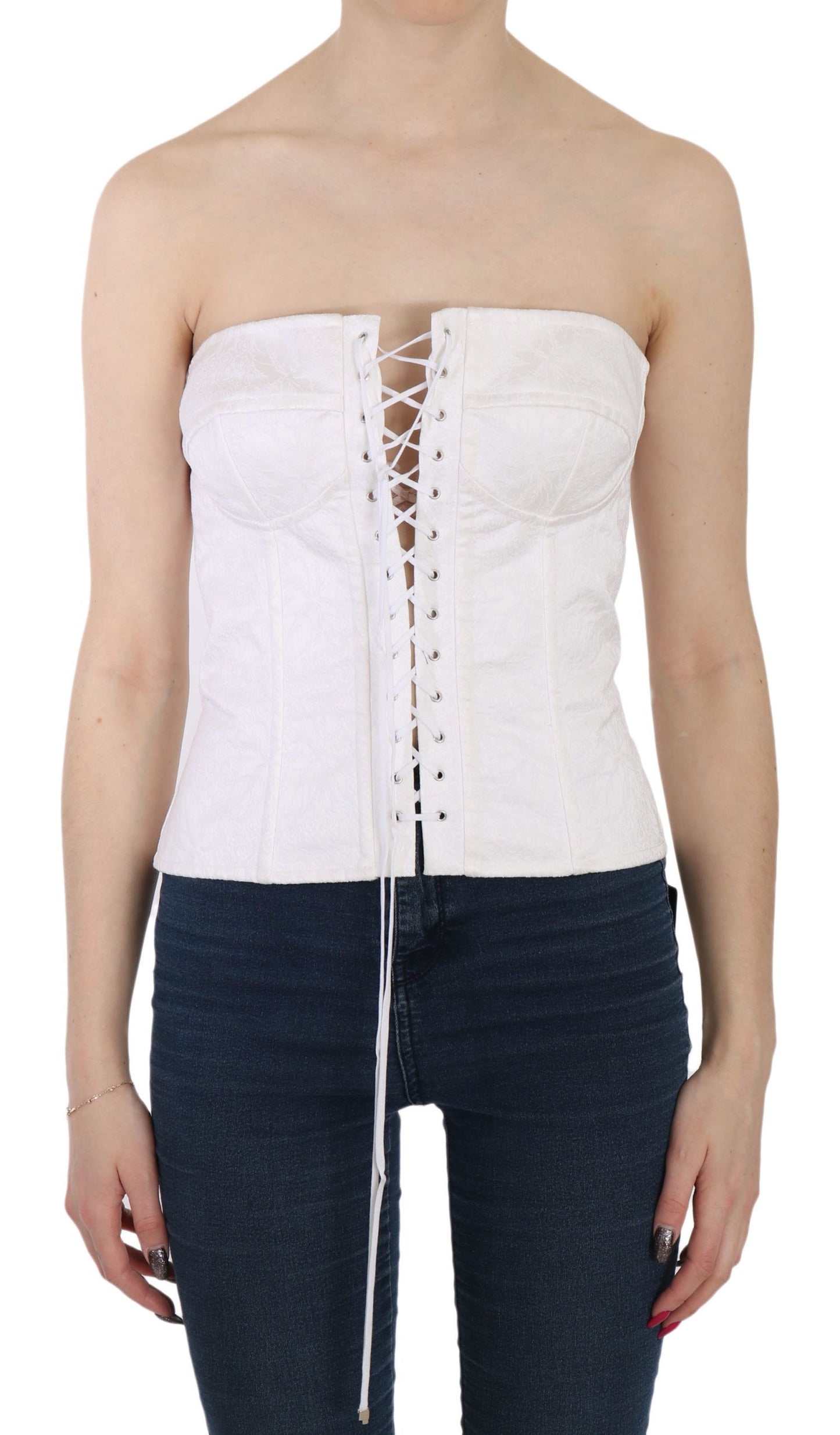 Dolce &amp; Gabbana Weißes PALERMO-Bustier-Top-Korsett aus Baumwolle