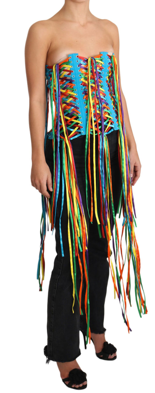 Dolce &amp; Gabbana – Bustier-Korsett aus Polyester mit mehrfarbigen Schnüren