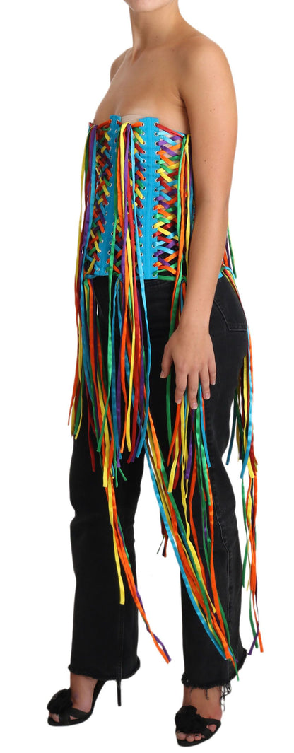 Dolce &amp; Gabbana – Bustier-Korsett aus Polyester mit mehrfarbigen Schnüren