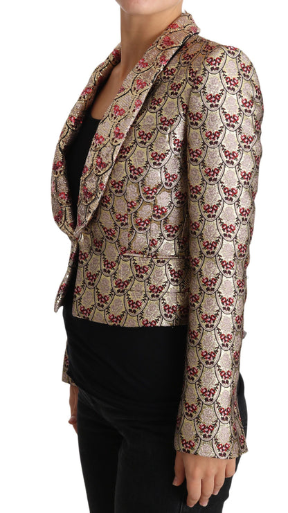 Dolce &amp; Gabbana Blazer-Manteljacke mit goldenen Blumen und Pailletten