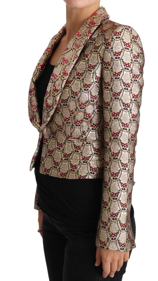 Dolce &amp; Gabbana Blazer-Manteljacke mit goldenen Blumen und Pailletten