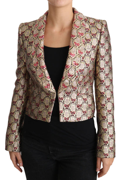 Dolce &amp; Gabbana Blazer-Manteljacke mit goldenen Blumen und Pailletten