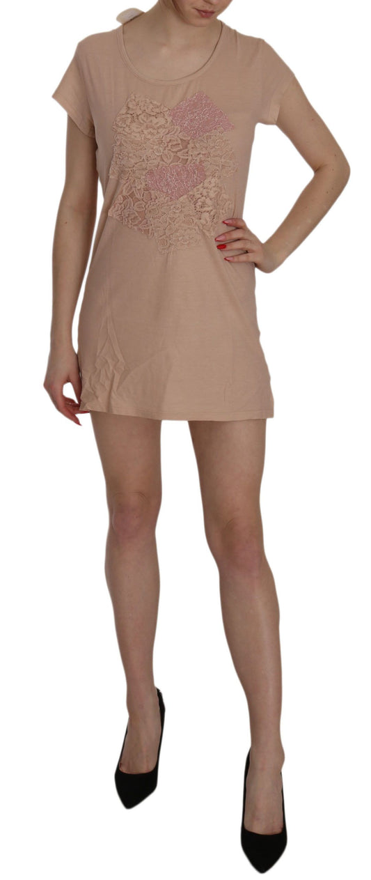 PINK MEMORIES – Kurzärmliges Mini-Etuikleid aus Spitze in Rosa