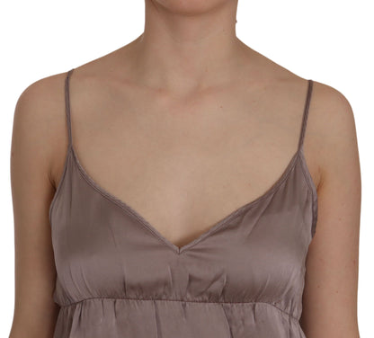 PINK MEMORIES Lila Spaghetti A-Linie Mini Seidenkleid