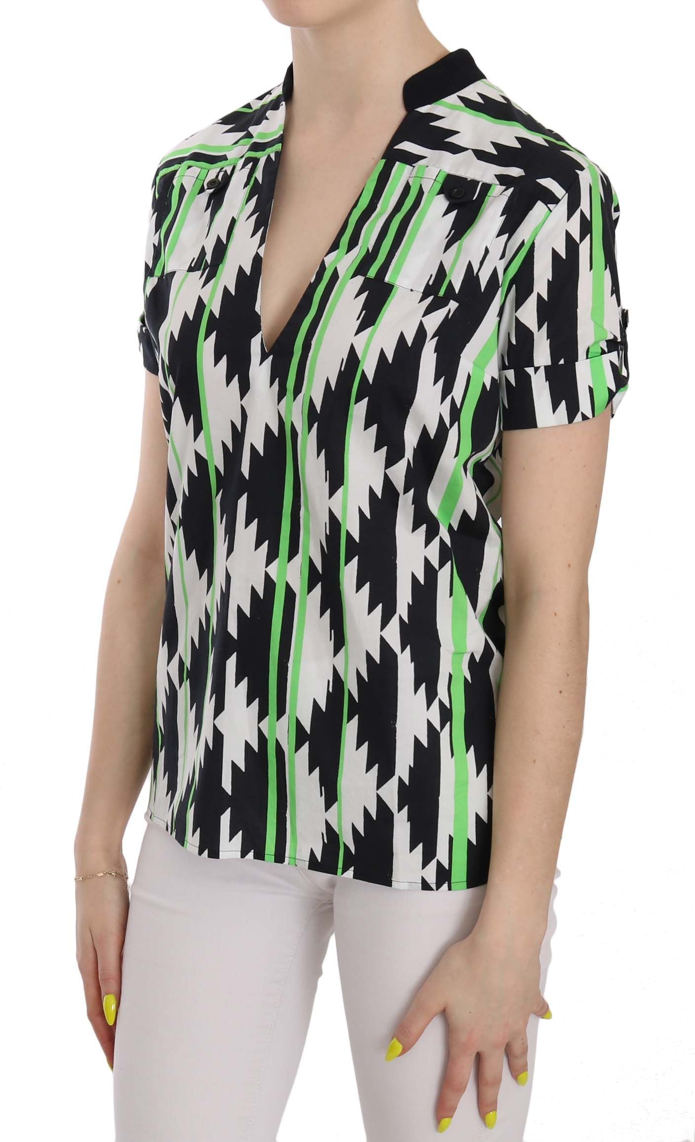 Costume National – Mehrfarbige Bluse mit tiefem Ausschnitt