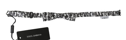 Dolce &amp; Gabbana – Verstellbare Papillon-Krawatte aus Seide mit weißem Muster