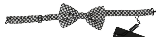 Dolce & Gabbana Herren Fliege mit verstellbarem Halsausschnitt, schwarz-weiße Kreise, Papillon