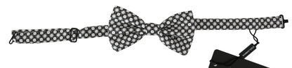 Dolce &amp; Gabbana Herren Fliege mit verstellbarem Halsausschnitt, schwarz-weiße Kreise, Papillon