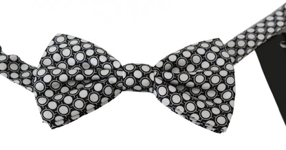 Dolce &amp; Gabbana Herren Fliege mit verstellbarem Halsausschnitt, schwarz-weiße Kreise, Papillon