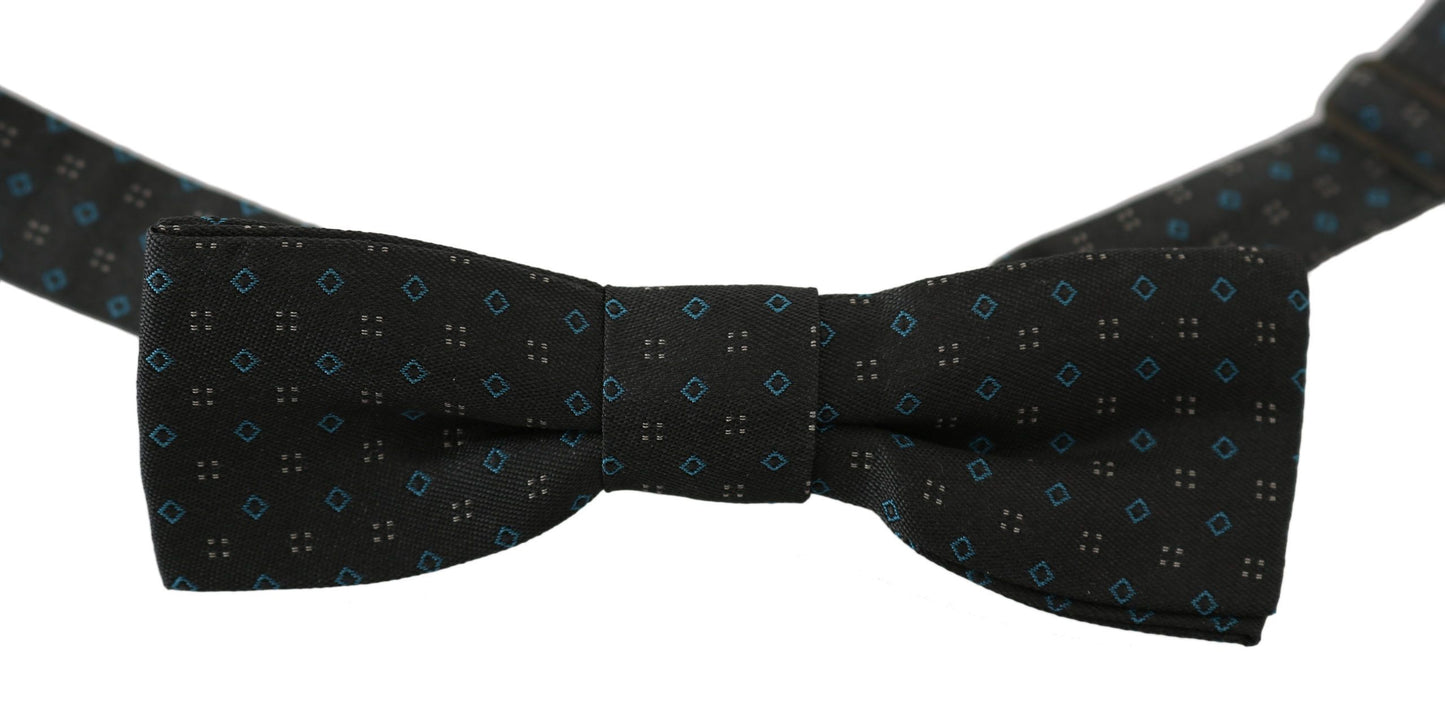 Dolce &amp; Gabbana Herren Fliege aus Seide mit verstellbarem Halsausschnitt, grau gemustert, Papillon