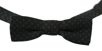 Dolce &amp; Gabbana Herren Fliege aus Seide mit verstellbarem Halsausschnitt, grau gemustert, Papillon