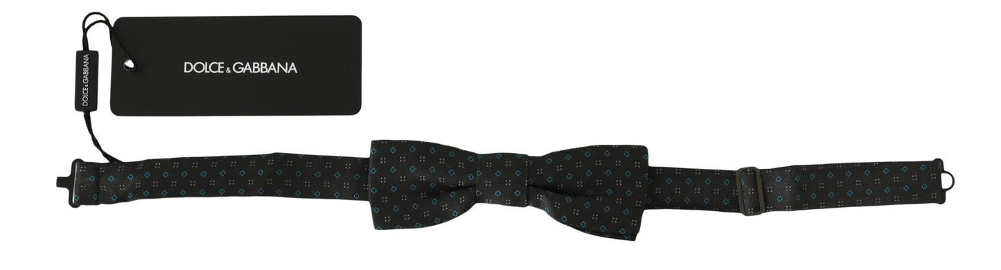 Dolce &amp; Gabbana Herren Fliege aus Seide mit verstellbarem Halsausschnitt, grau gemustert, Papillon