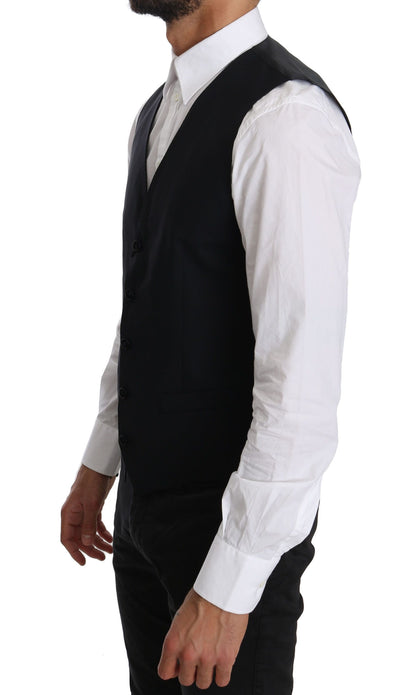 Dolce &amp; Gabbana Blaue Wollweste Formelle Weste