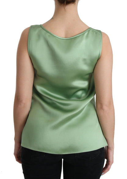 Dolce &amp; Gabbana – Grüne, ärmellose Tank-Bluse aus 100 % Seide