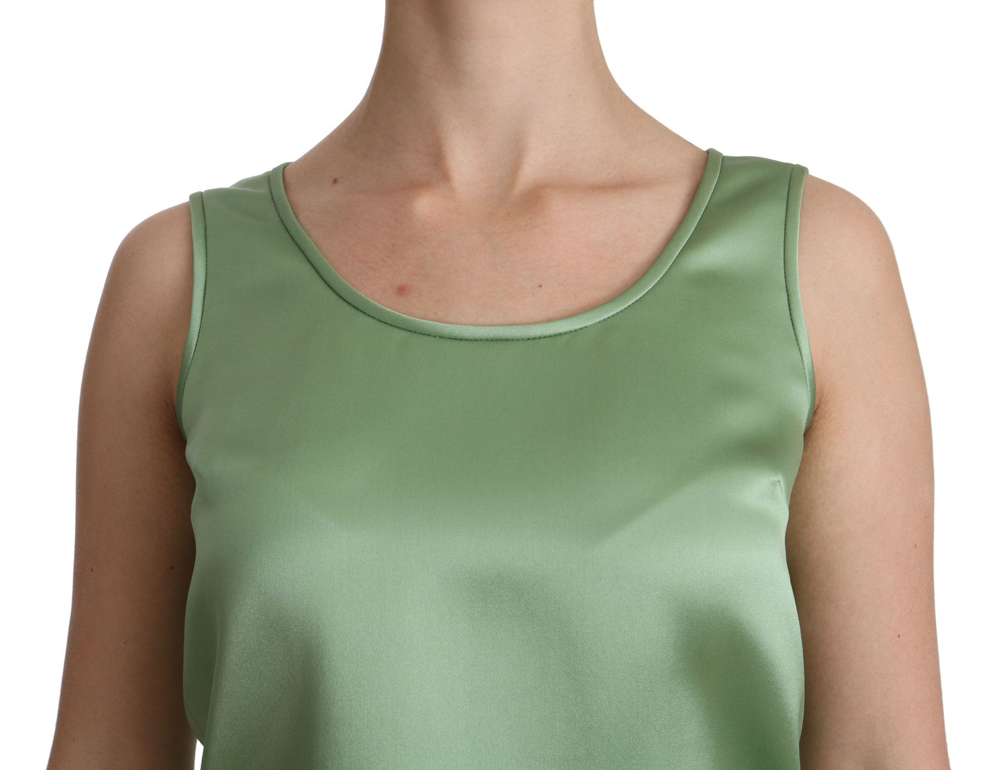 Dolce &amp; Gabbana – Grüne, ärmellose Tank-Bluse aus 100 % Seide