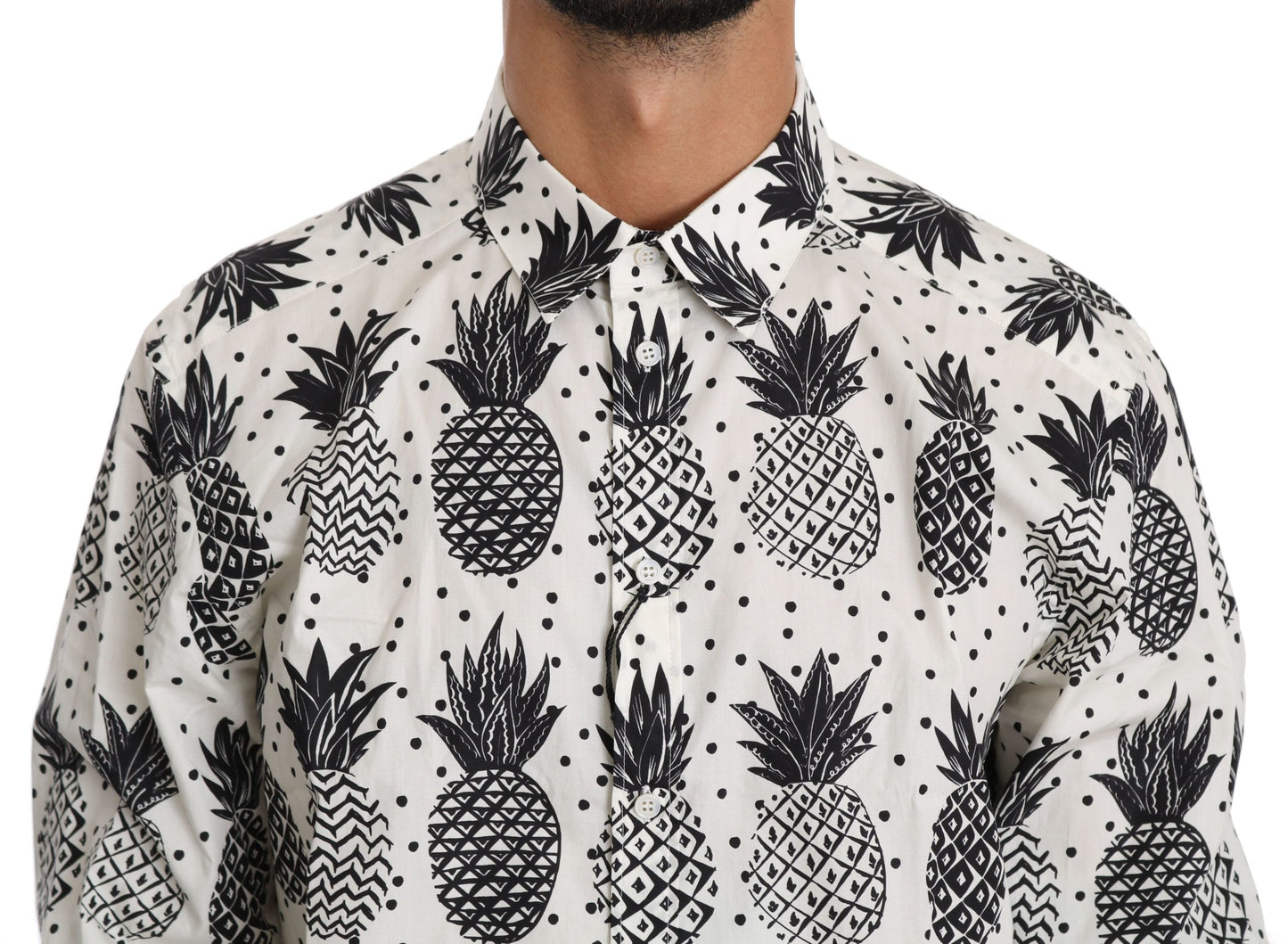 Dolce &amp; Gabbana Weißes Ananas-Baumwoll-Oberhemd