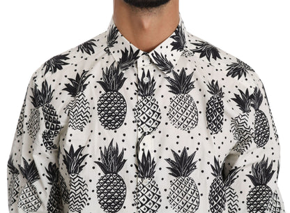 Dolce &amp; Gabbana Weißes Ananas-Baumwoll-Oberhemd