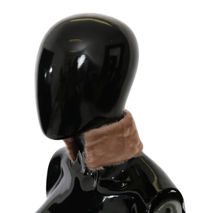 Dolce &amp; Gabbana Beigefarbener Lammfellschal mit Pelzkragen