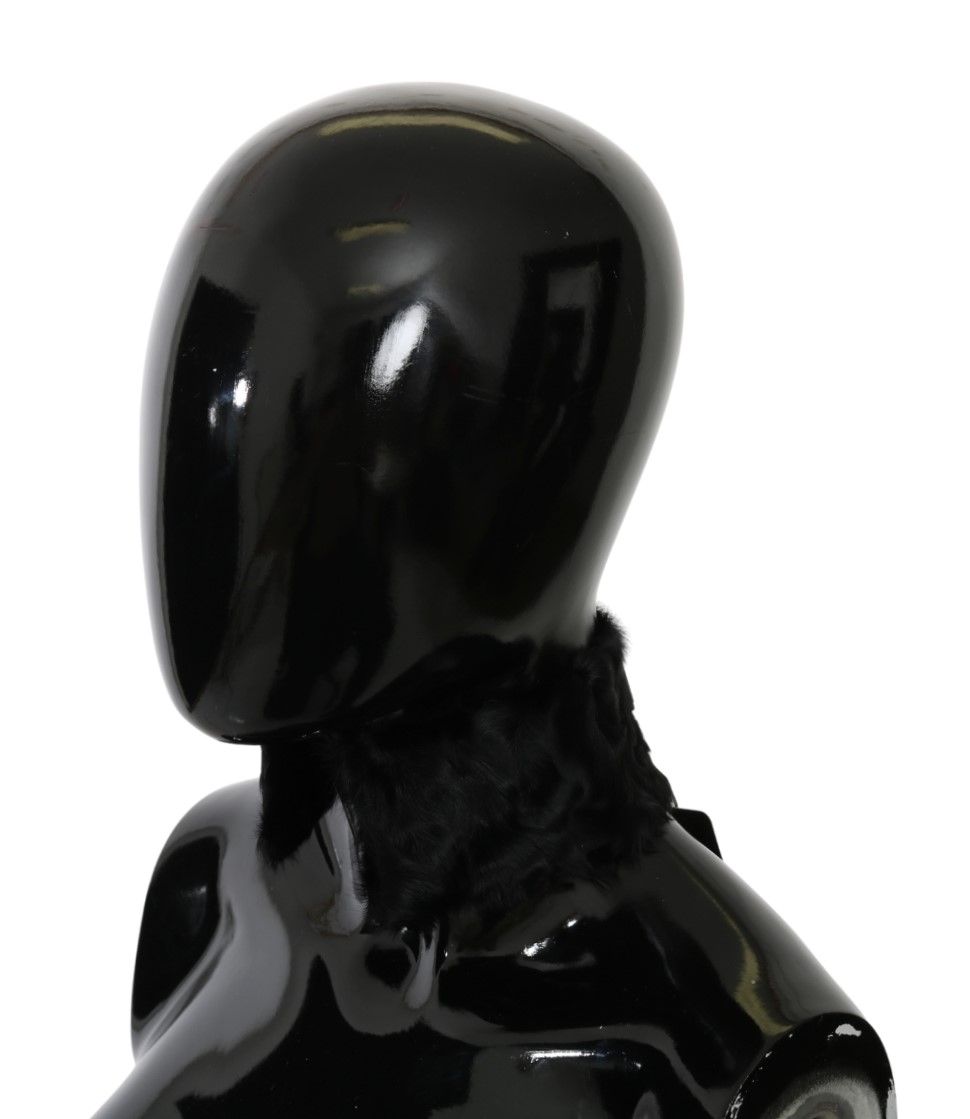 Dolce &amp; Gabbana – Schwarzer Wickelschal aus Lammfell mit Pelzkragen