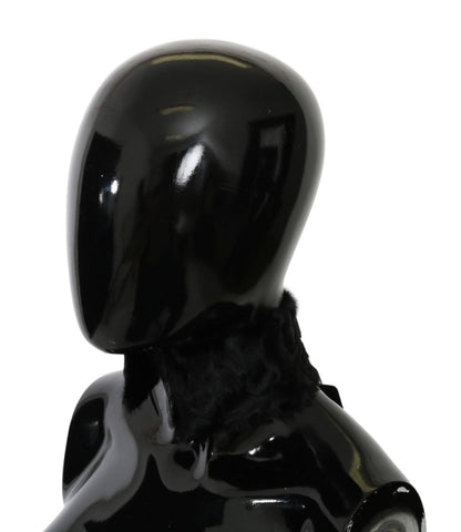 Dolce &amp; Gabbana – Schwarzer Wickelschal aus Lammfell mit Pelzkragen