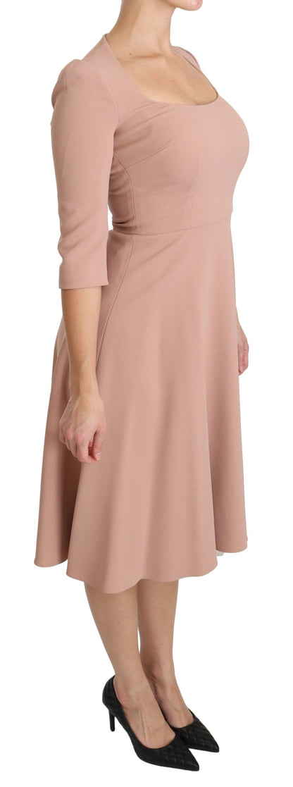 Dolce &amp; Gabbana – A-Linien-Kleid aus Viskose mit 3/4-Ärmeln, Rosa