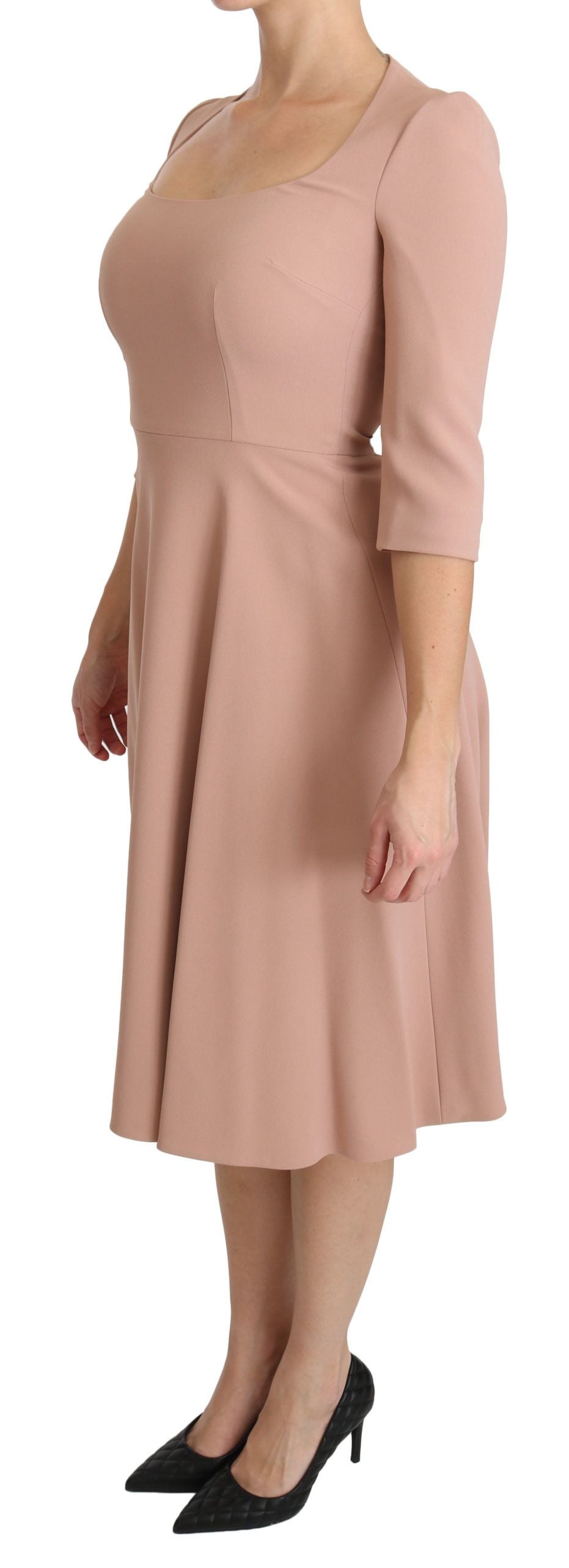 Dolce &amp; Gabbana – A-Linien-Kleid aus Viskose mit 3/4-Ärmeln, Rosa