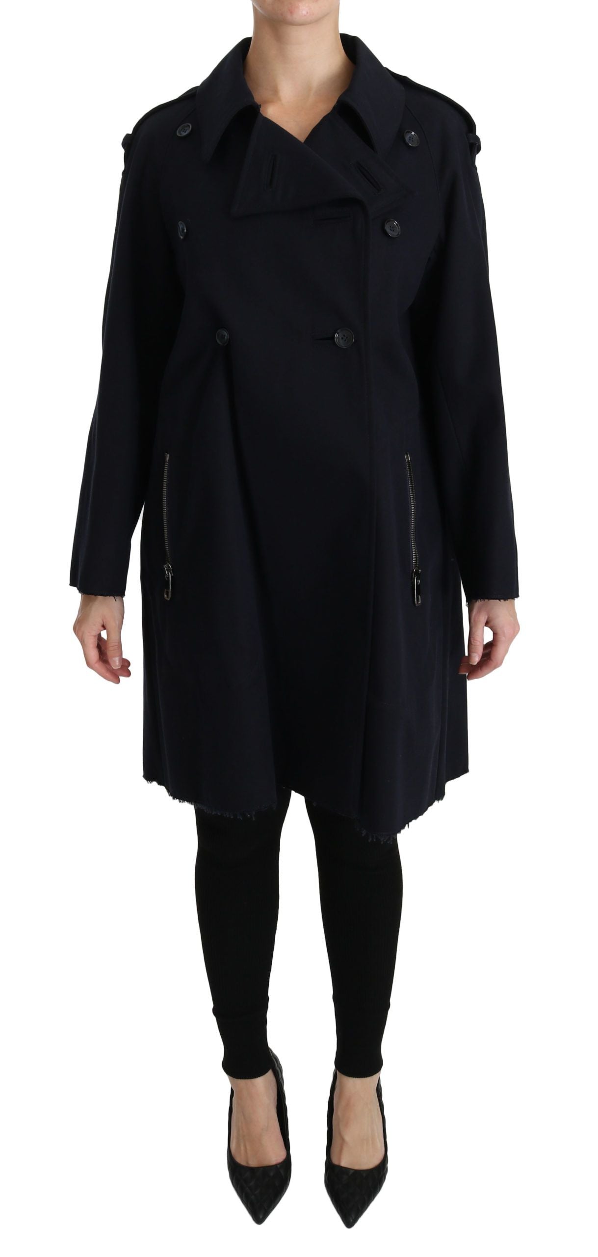 Dolce &amp; Gabbana Mantel Blaue Trenchcoatjacke aus Baumwolle für Damen