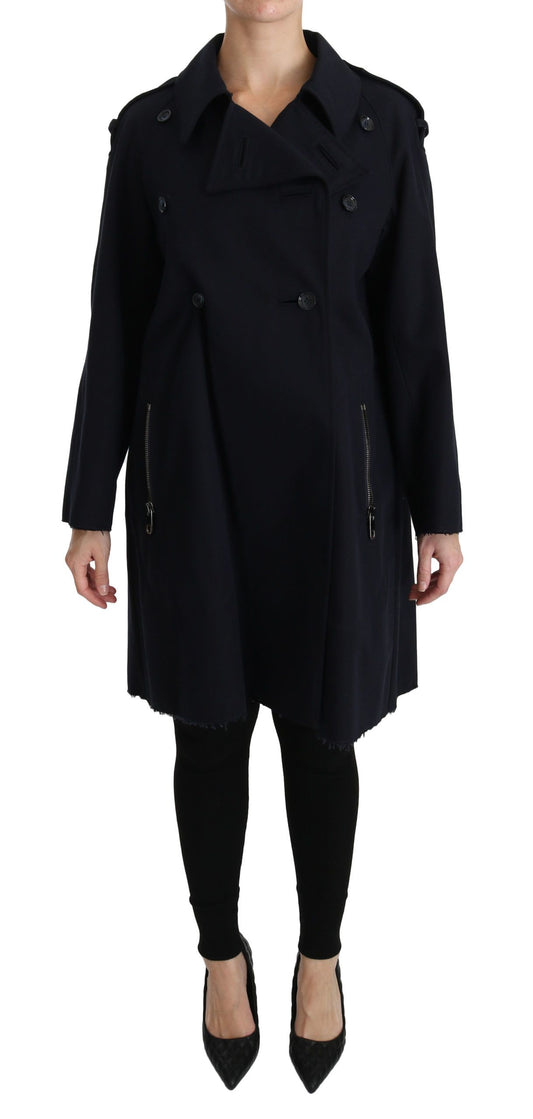 Dolce &amp; Gabbana Mantel Blaue Trenchcoatjacke aus Baumwolle für Damen
