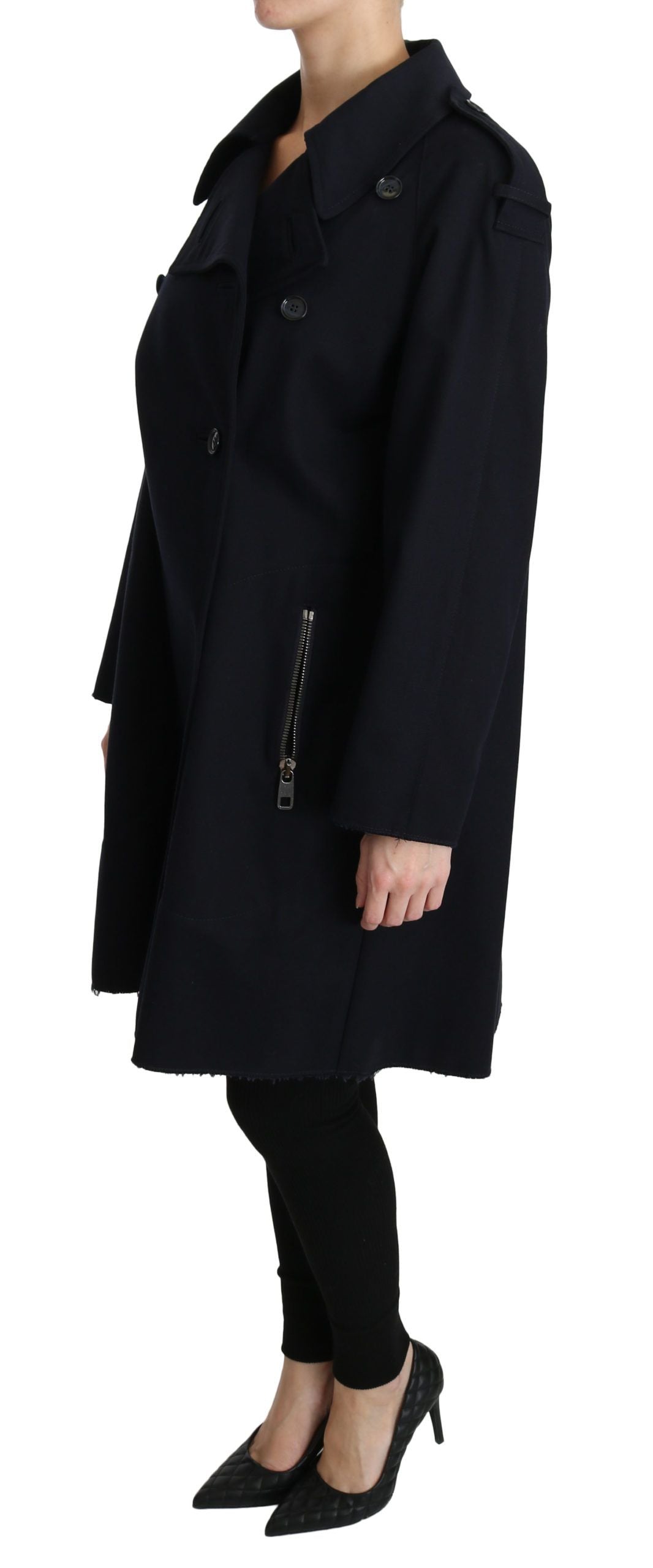 Dolce &amp; Gabbana Mantel Blaue Trenchcoatjacke aus Baumwolle für Damen