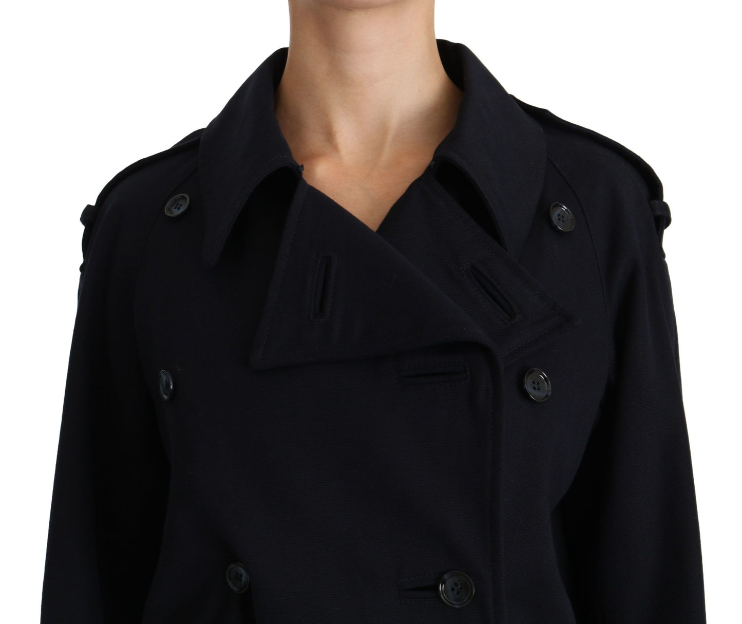 Dolce &amp; Gabbana Mantel Blaue Trenchcoatjacke aus Baumwolle für Damen