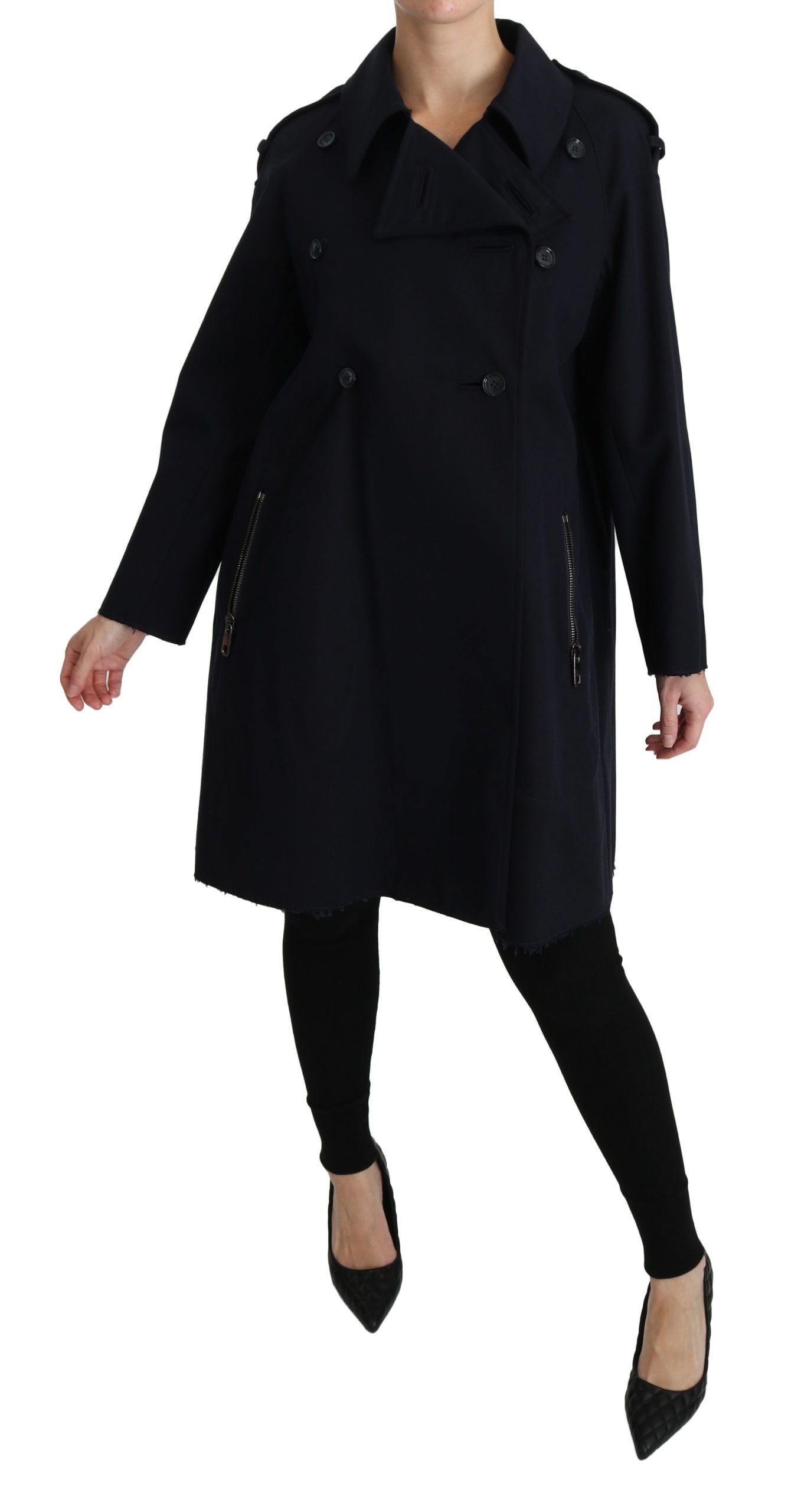 Dolce &amp; Gabbana Mantel Blaue Trenchcoatjacke aus Baumwolle für Damen